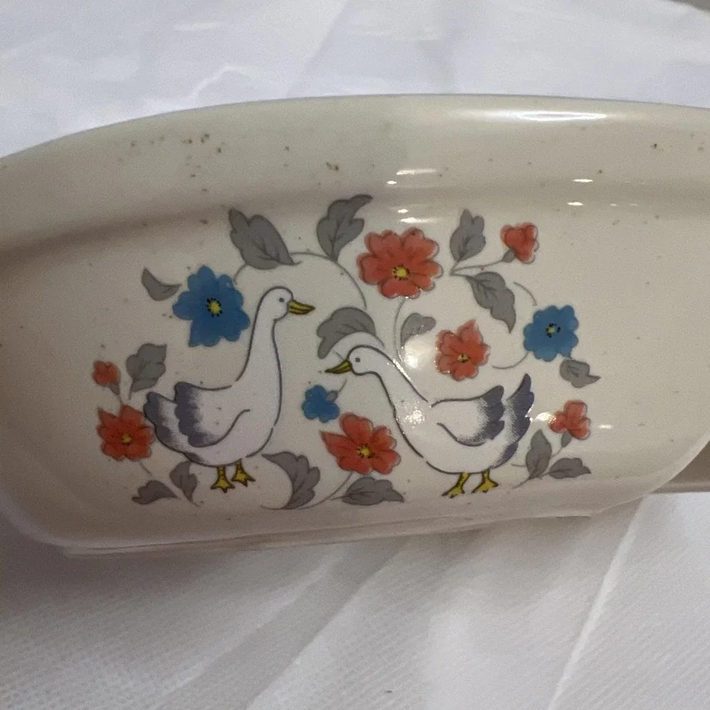 Vintage 80s 90s Divided Geese Split Baking Dish Country Collection CollectorRare